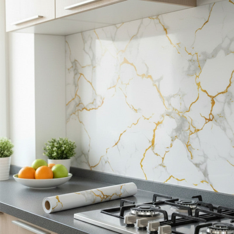 3D Gold Veined Marble Sheet 60 x 200cm