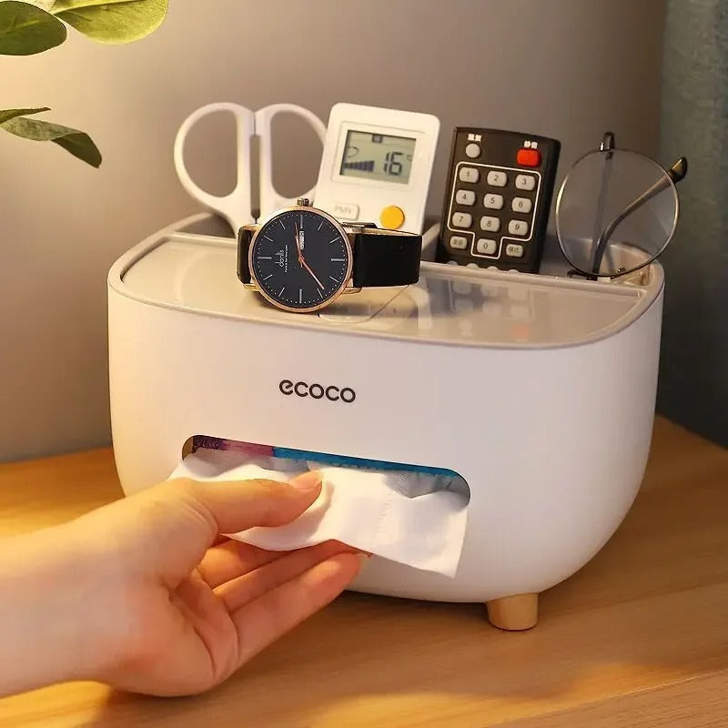 Multifunctional Tissue Box Holder Comfortable Plastic Remote Control Storage