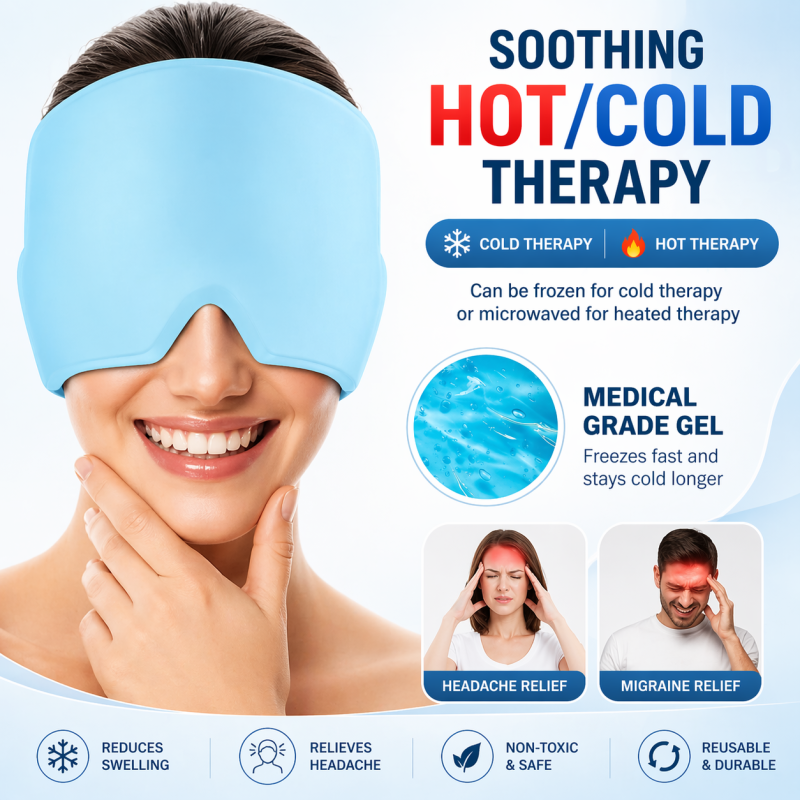 Headache Relief Cap, Migraine Relief Cap, Hot And Cold Therapy Pain Relief Cap, Suitable for Headache, Migraine, Stress Pressure, Migraine Relief Cap With Gel Bead