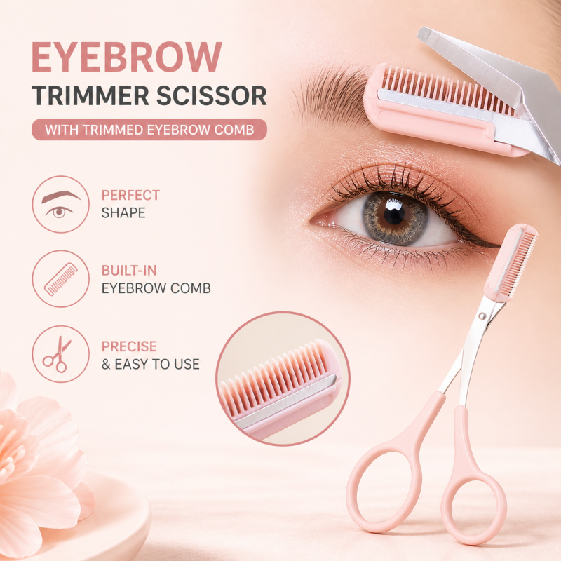 Stainless steel women's eyebrow scissors with eyebrow comb