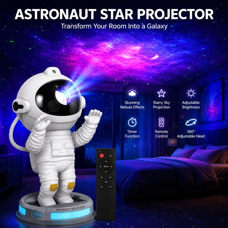 Astronaut Projector, Star LED Night Light, Astronaut Shape Star Projector Lamp RGB Projection Light for Kids Room Decor