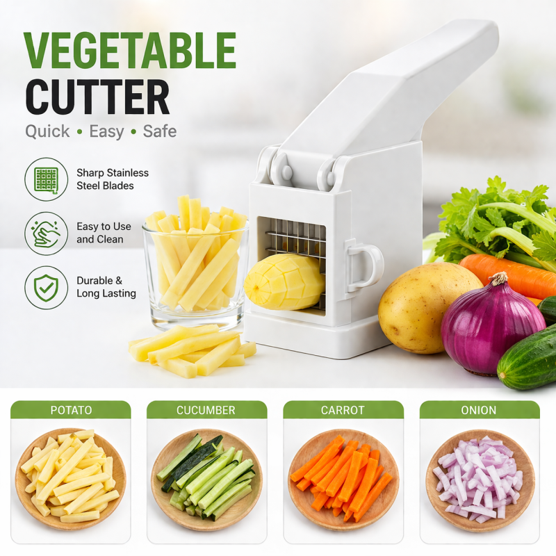 French Fry Cutter, Professional Potato Slicer with Non-slip Suction Cup,Easy to Clean and Slice Vegetable Chopper for Potatoes Carrots Cucumbers