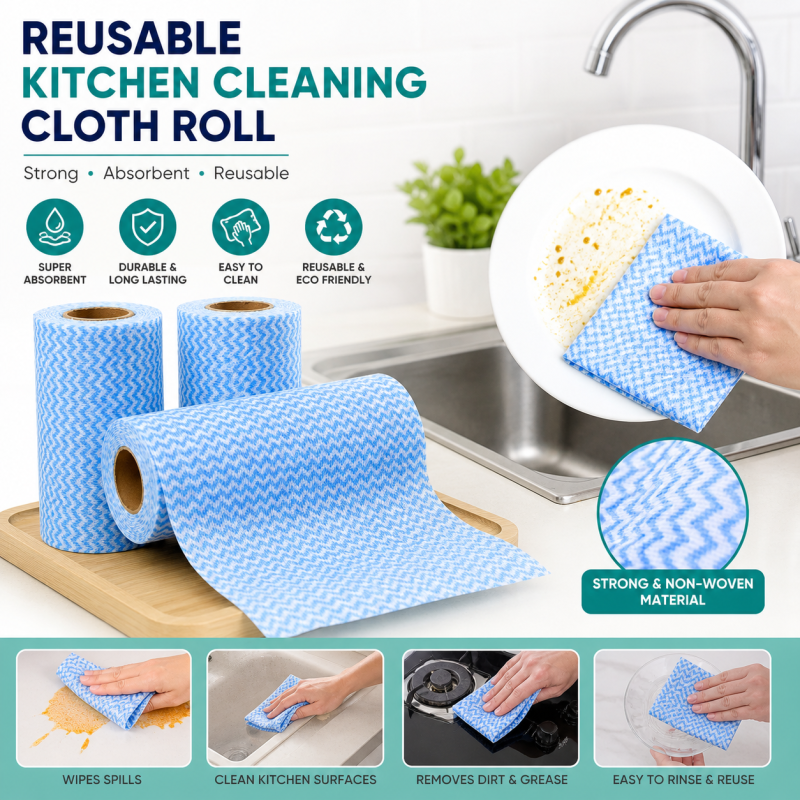 All-Purpose Disposable Reusable Kitchen Wipes Cleaning Cloths Mighty Cloths - 50 wipes Pcs per roll