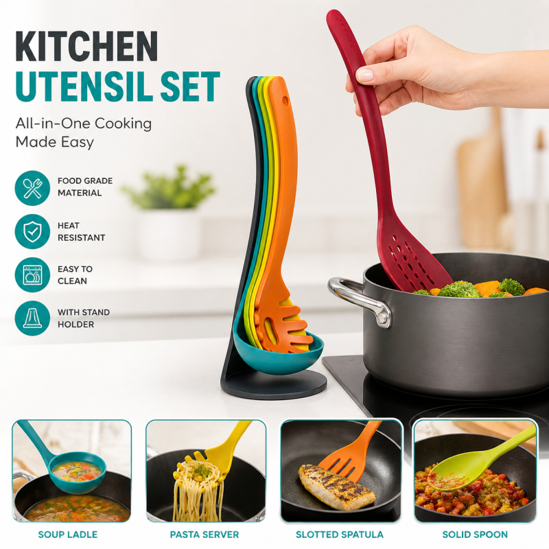 Pack Of 05 Spoon Set New Multi