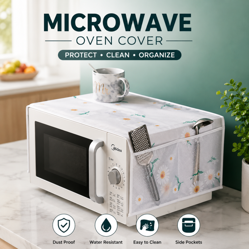 Microwave & Oven Dust Cover with Side Pockets ( High quality)