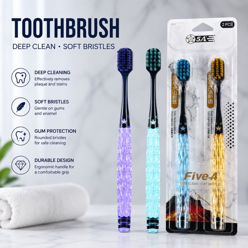 Niepoth Crystal-Grip Toothbrush Set – Soft Bristles, Dual-Tone Design, Gum Protection, Stylish Manual Toothbrush for Adults & Kids – Pack of 2 (Multicolor)