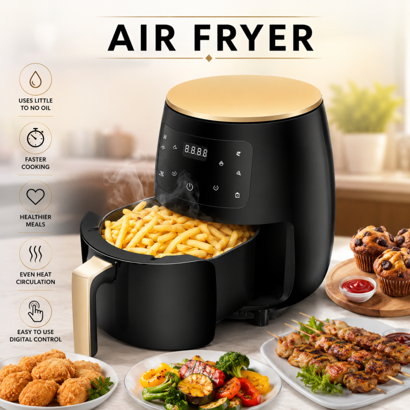 Silver Crest S-18 Air Fryer - XL Digital, Touch Screen, 4 Presets, Compact Design,