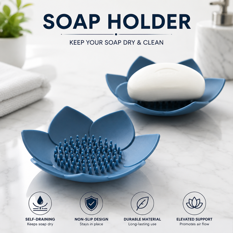 Silicone Lotus Soap Holder & Saboon Dani for Wash Basin, Bathroom & Kitchen Sink