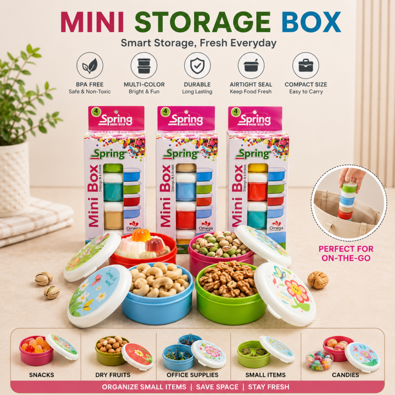 Set of 4 Mini Spring Bowl With Seal Cap food Storage Boxes