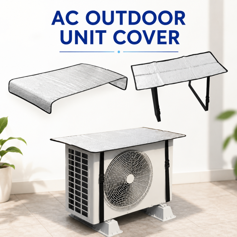 AC Outdoor Unit Heat Insulation and Dust Protector with Adjustable Rain Cover