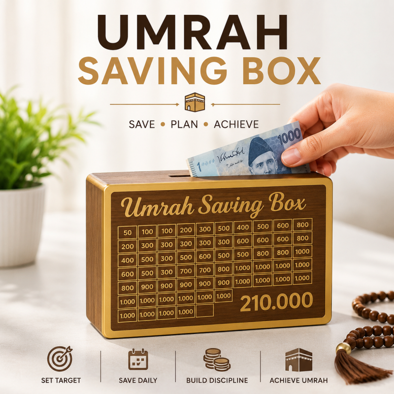Umrah Saving Box - Wooden Umrah Saving Box