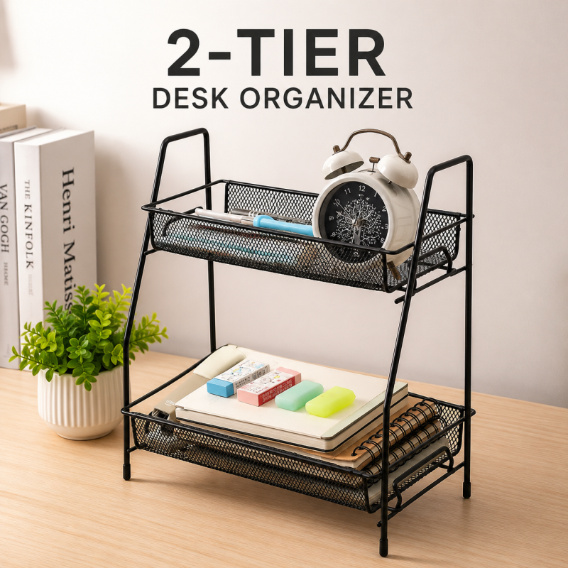 2 Layer Kitchen Storage Rack Cosmetics Desktop Storage Box Spice Organizer Dish Drainer Holder Bathroom Desk Shelf
