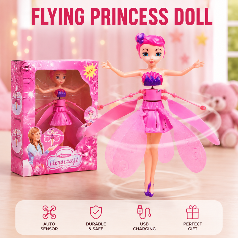 Magic Flying Fairy Princess Barbie Doll - USB Rechargeable Gesture Sensing Induction Flying Indoor Toy