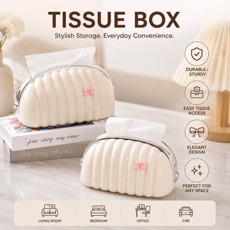 Luxury Tissue Box Desktop Organizer Shell Tissue Box