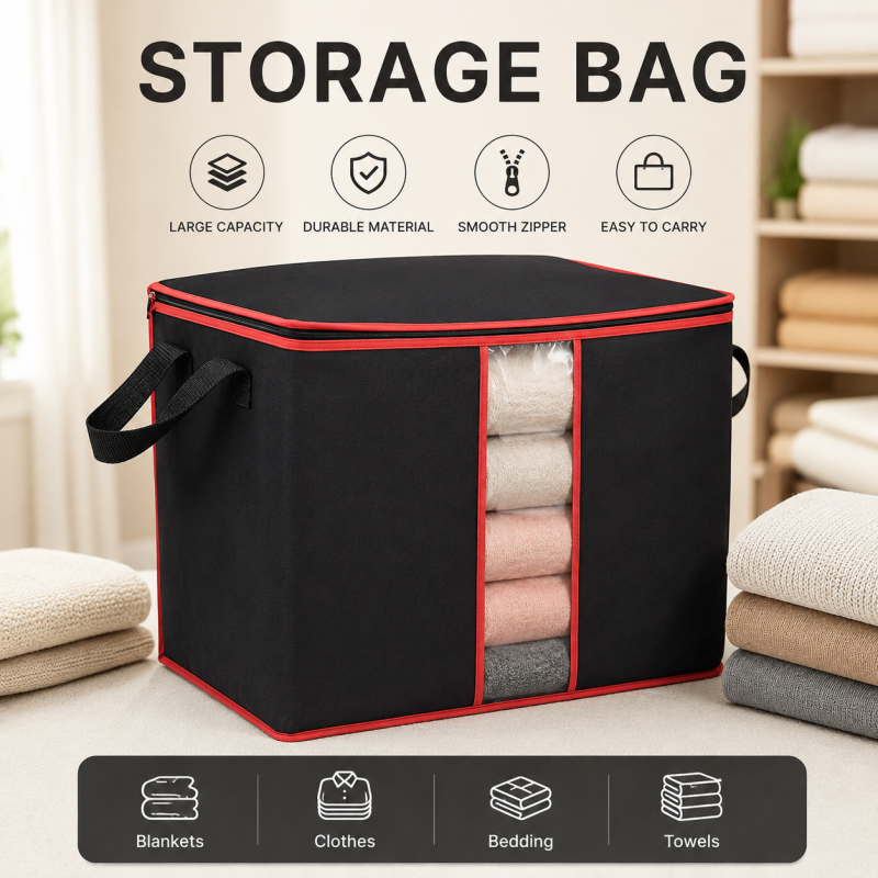 Storage Bag Closet Organizer Cloth Storage Boxes for Wardrobe Black