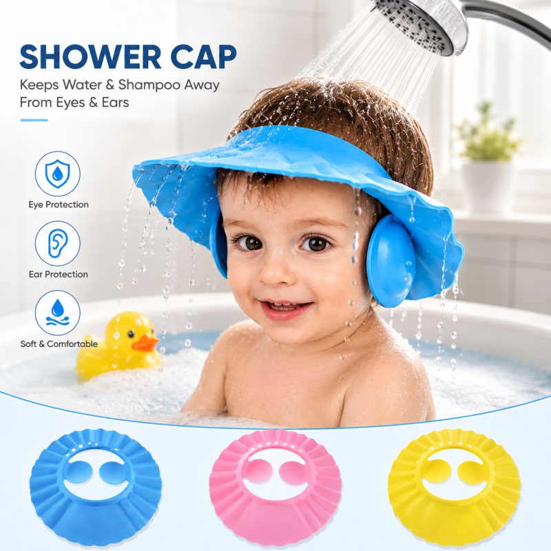 Baby Shower Cap Bathing Cap Soft Adjustable Visor Hat Safe Shampoo Shower Bathing Protection Bath Cap for Toddler, Baby, Kids, Children