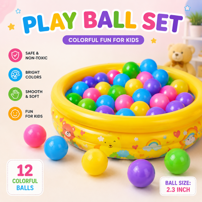 12 Soft Plastic Tent Balls Set For Kids – Multicolor