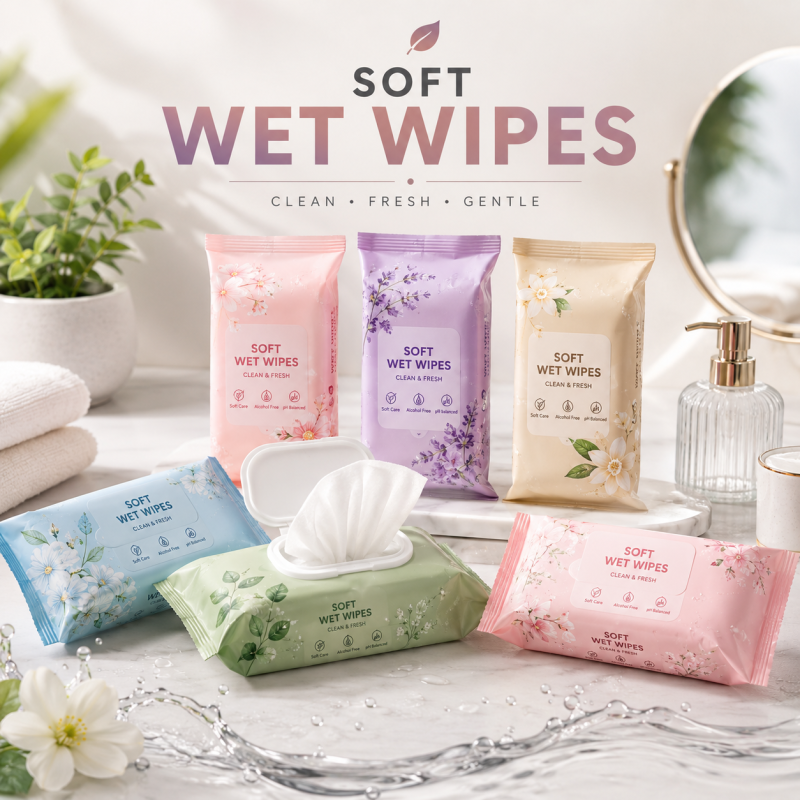 64pcs Mini Travelling Wet Wipes Packet (Mix/Random color)
