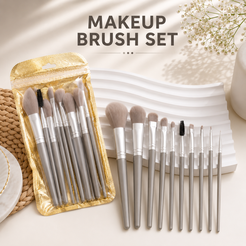 14PCS Professional Makeup Brush Set with Premium Pouch – Soft Bristles | Face & Eye Brush Kit