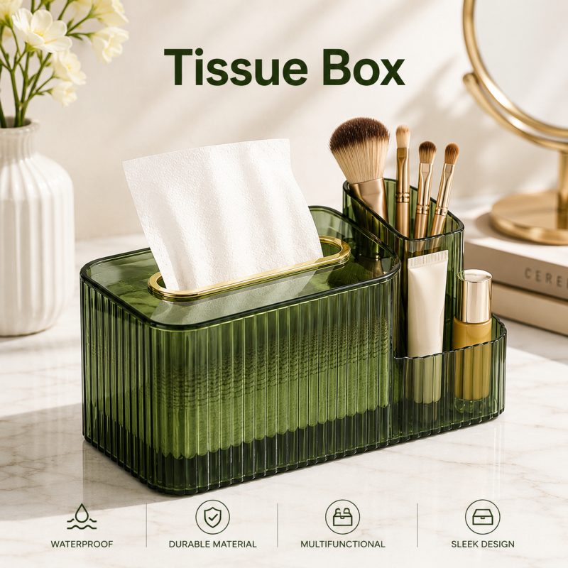 Multifunctional 2 in 1 Acrylic Tissue Box with Holder