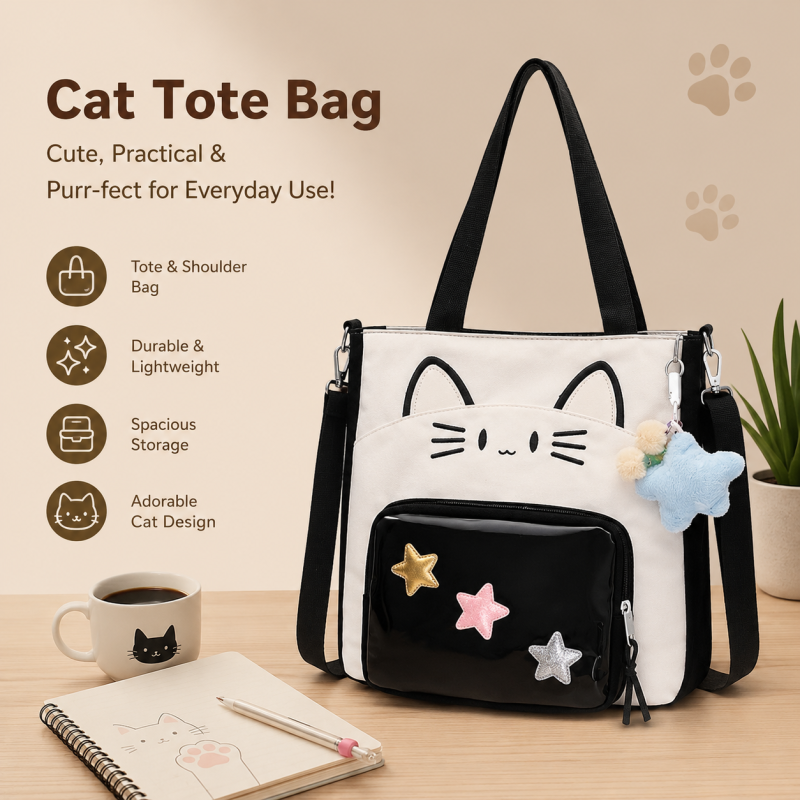 Zipper Bag Kawaii Cat Itabag Nylon Idol Merchandise Storage Transparent Pocket Small