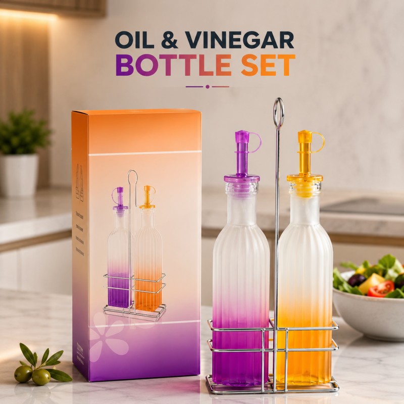Elevate your kitchen with style and convenience. Premium Glass Oil & Vinegar Dispenser Set – designed for effortless pouring, modern elegance, and everyday use. Perfect for olive oil, vinegar, soy sauce, and other liquid seasonings