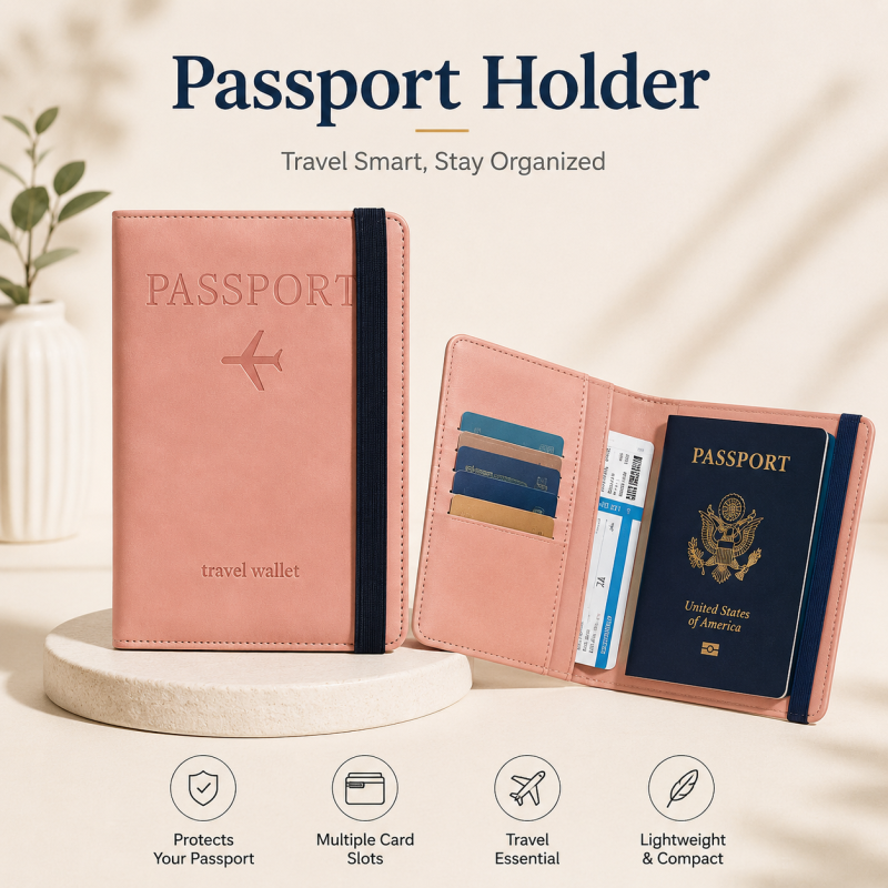 PU Leather Passport Holder and Travel Wallet – Multi Card Organizer with Cash Pocket for Men & Women