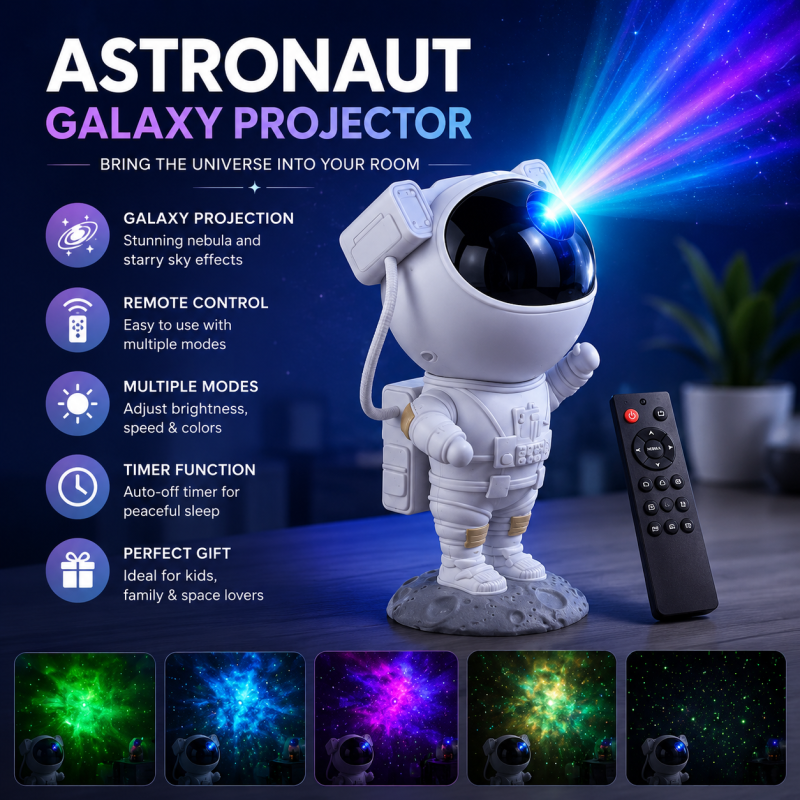 Astronaut Projector, Star LED Night Light, Astronaut Shape Star Projector Lamp RGB Projection Light for Kids Room Decor