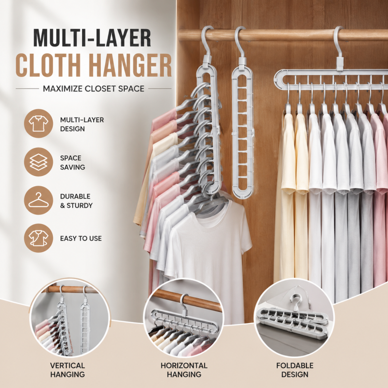 360? Degree 9 Multi-Port Support Hanger, Space Saving Cloth Hanger
