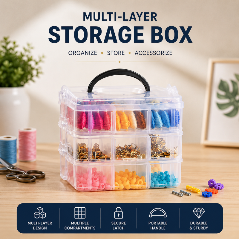 Stackable Storage Box Organizer 3 Layers (18 Sections) Jewelry Box efficient jewelry organizer 3 Layer multi-purpose storage solution (3 layer)