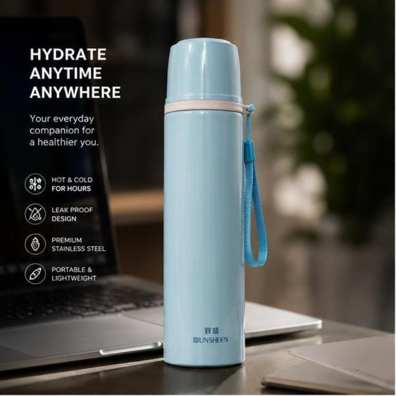 SUNSHEEN Stainless Steel Vacuum Flask – 500ML Hot & Cold Thermos Bottle