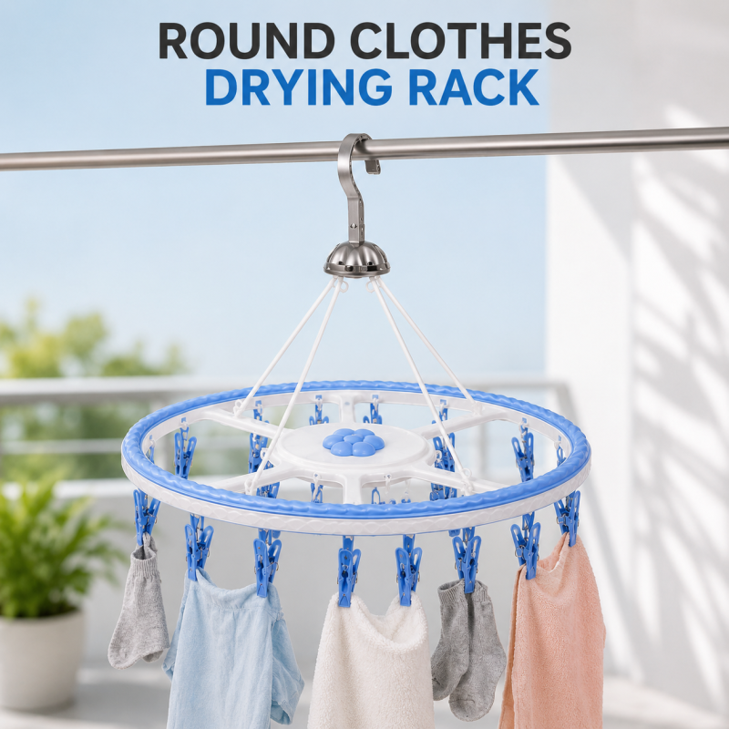 Plastic Hanger for Baby Cloth Premium Hanger Set | Round Shape 24 Clips Baby Clothes Hanger | Baby Clothes Hanger - Easy Hanging Clothes