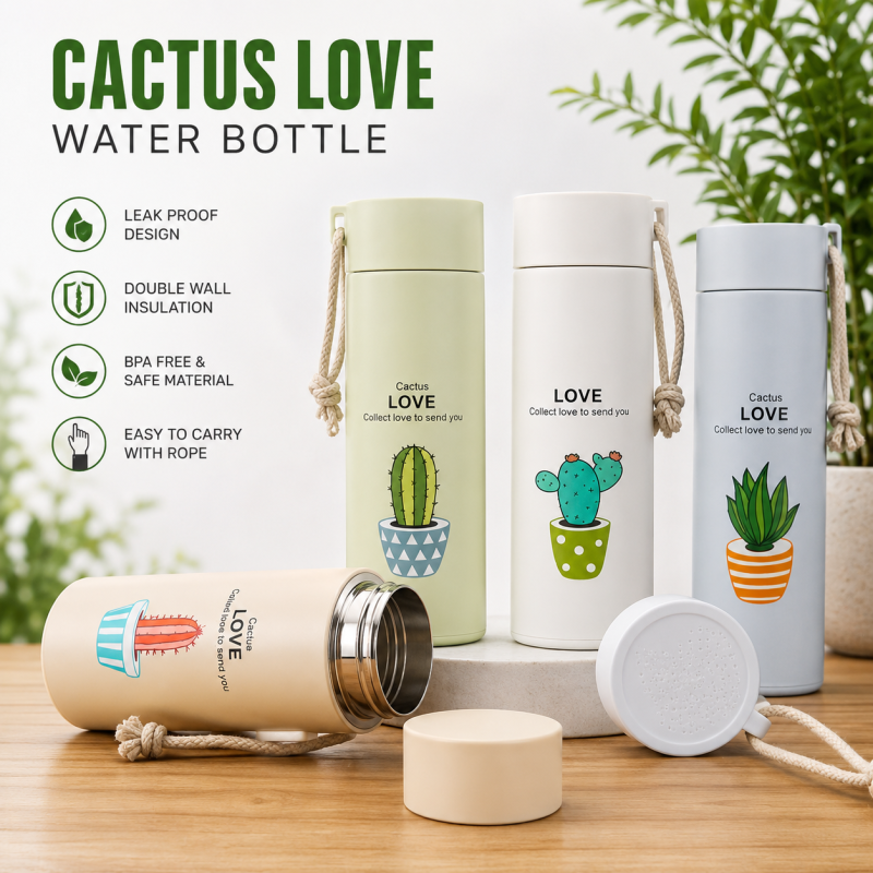 Cactus Water Bottle - Insulated for Ultimate Freshness - Perfect for School, Gym, and Office Use