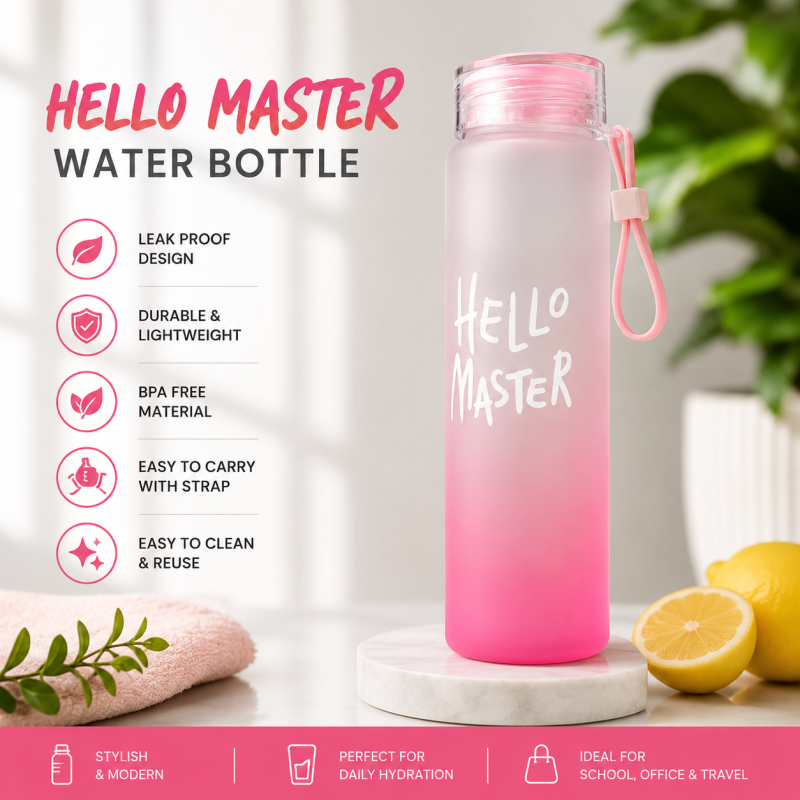 Hello Master Glass Drinking Water Bottle