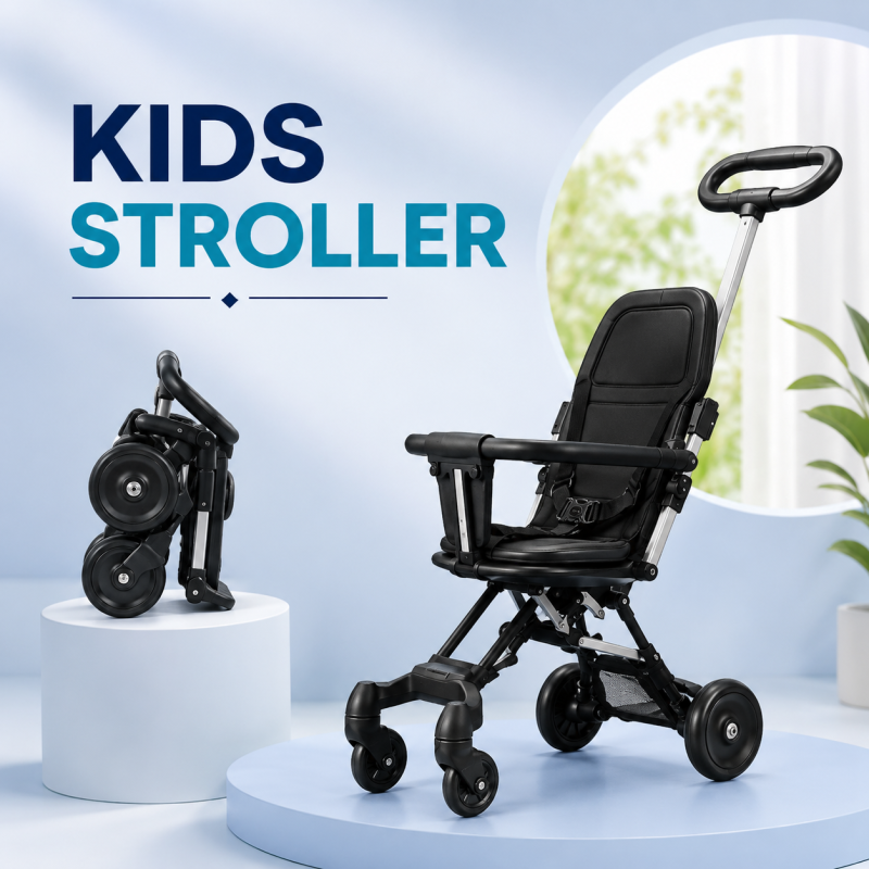 Baby Stroller, Foldable Four-wheeled Child Stroller, Lightly and easly Foldable Child Stroller, Suitable For 1-5 Years Old High Landscape Auxiliary Baby Artifact