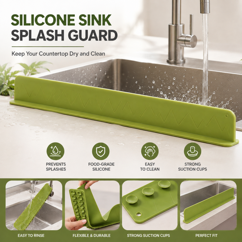 Sink with suction Splash Guard – Flexible Silicone Water Stopper for Kitchen & Bathroom Sinks