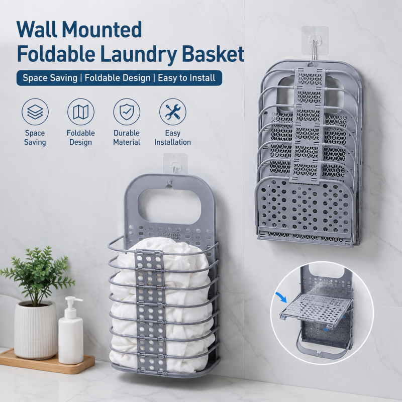 Laundry Basket Dry Clothes Storage Basket Bathroom Folding Laundry Hamper Wall Hanging Plastic Large Clothes Basket Organizers