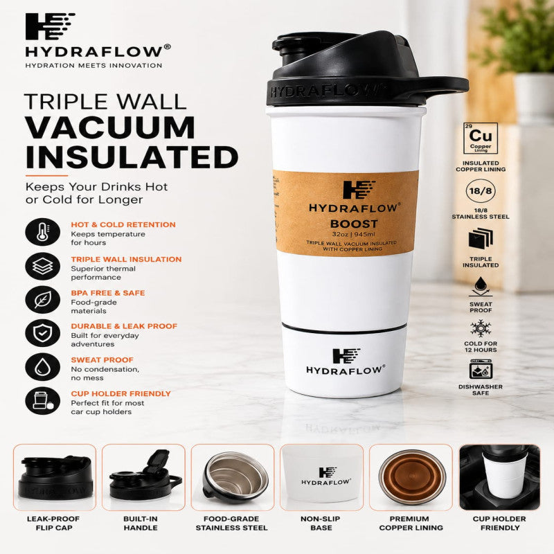 Hydraflow Boost 950ml Triple Wall Vacuum Insulated Stainless Steel Tumbler