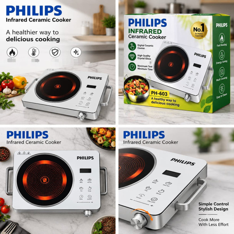 Philips Infrared Ceramic Cooker (Model PH-603) Philips PH-603 Infrared Ceramic Cooker — Fast, Safe & Easy Cooking
