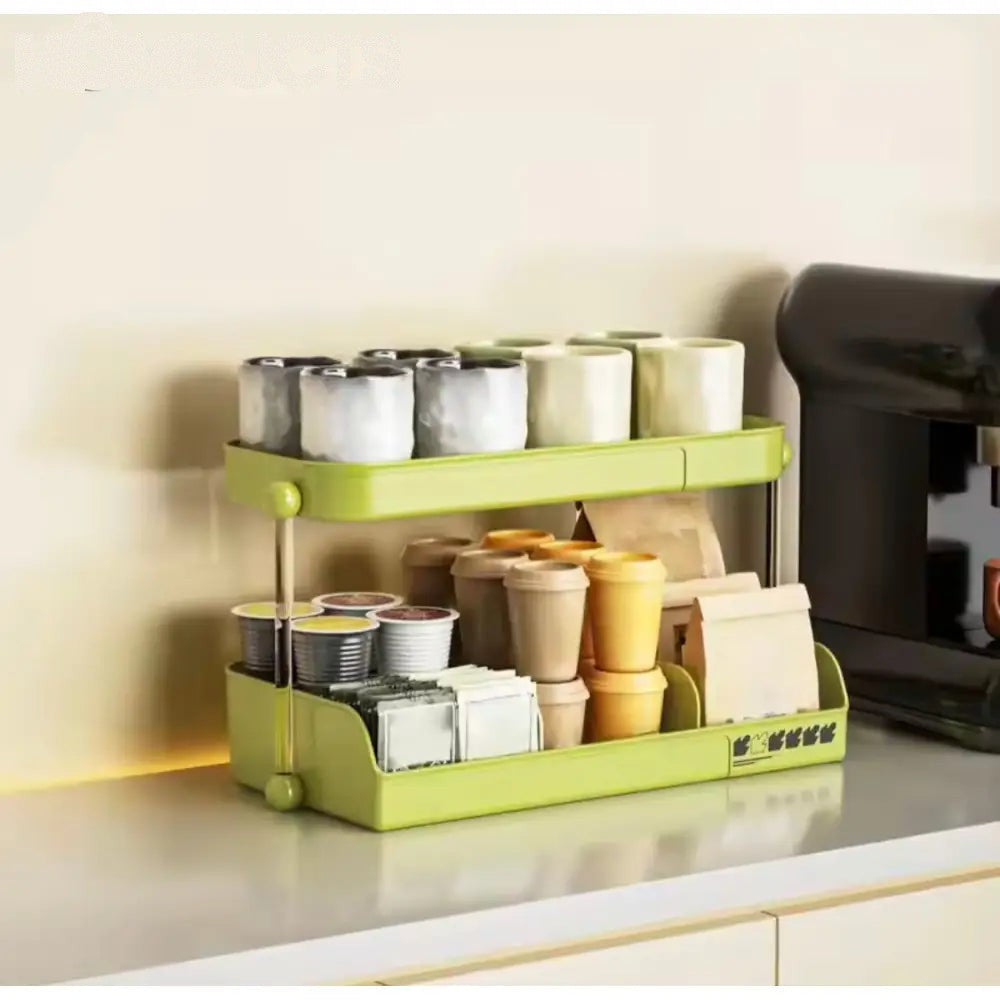 2-Tier Desktop Coffee Mug & Cup Storage Shelf - Multifunctional Organizer for Home & Office