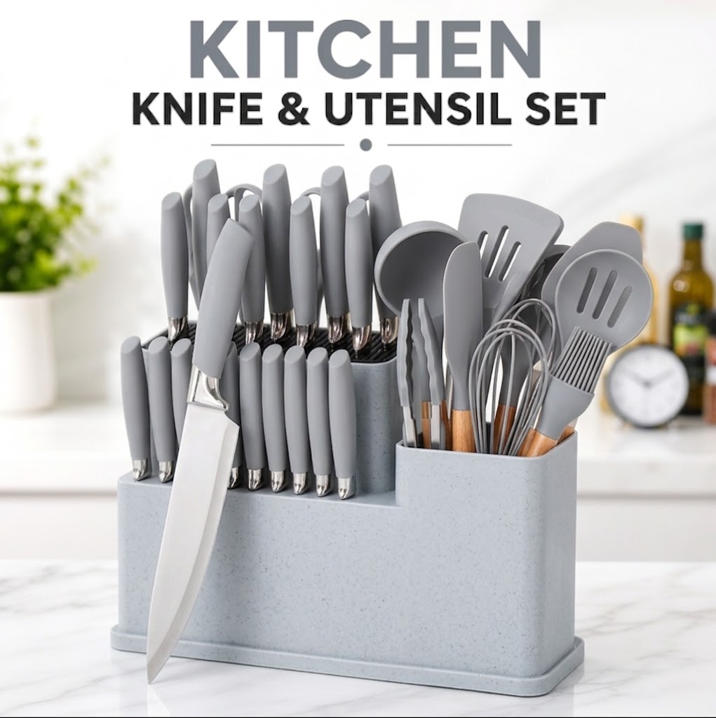 19Pcs Kitchen Utensils With Knife Set