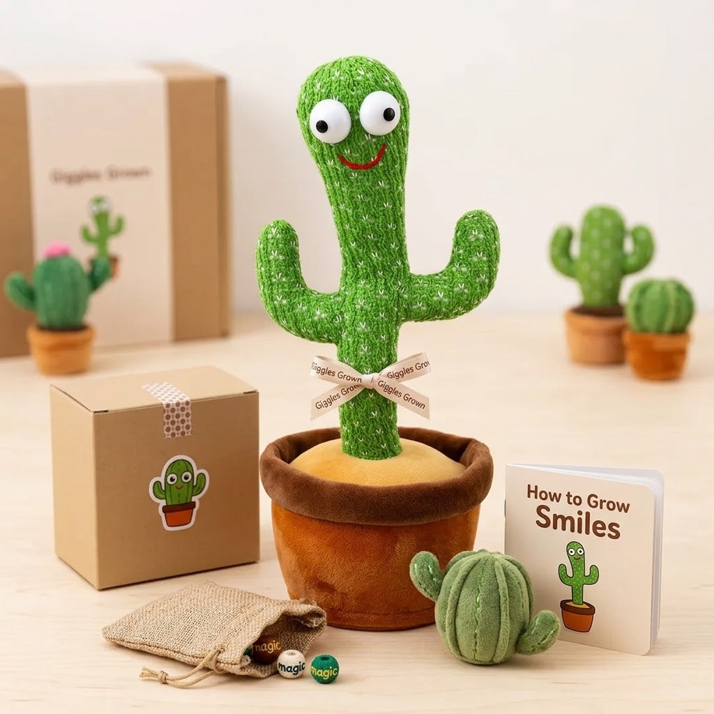 Dancing Cactus Toy – Battery Operated Talking Cactus with Lights, Music & Repeat Function