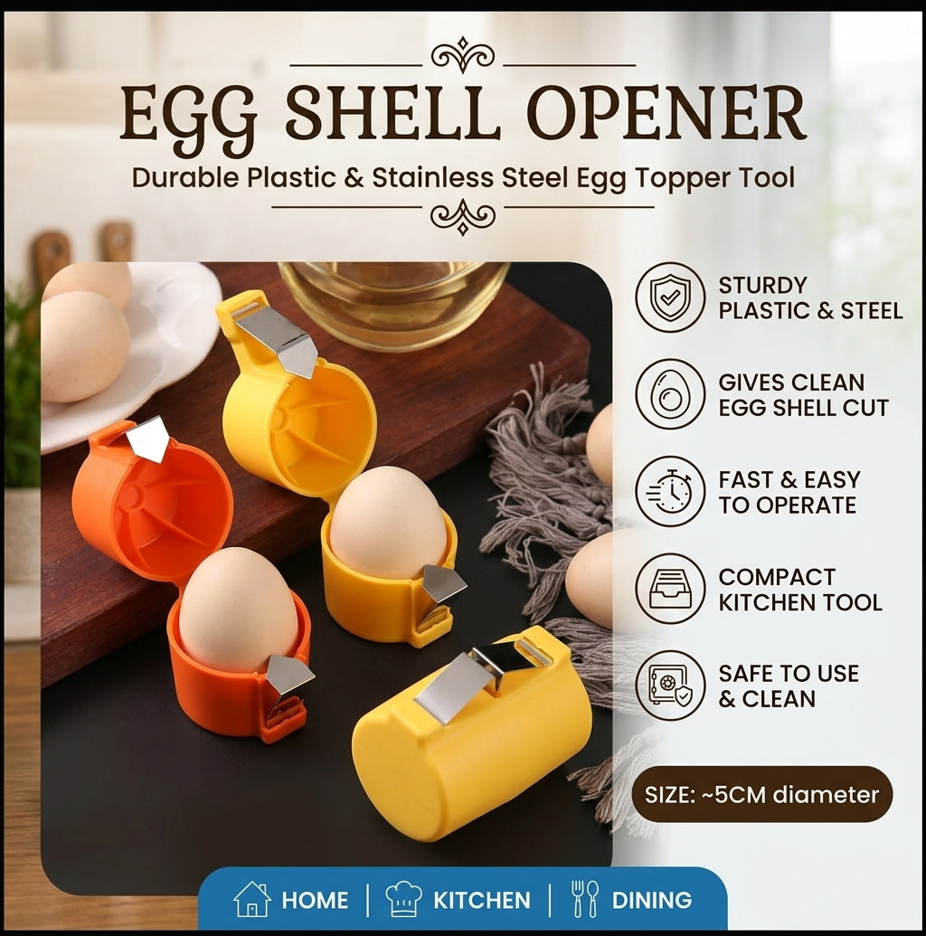 Egg Shell Opener – Durable Plastic & Stainless Steel Egg Topper Tool
