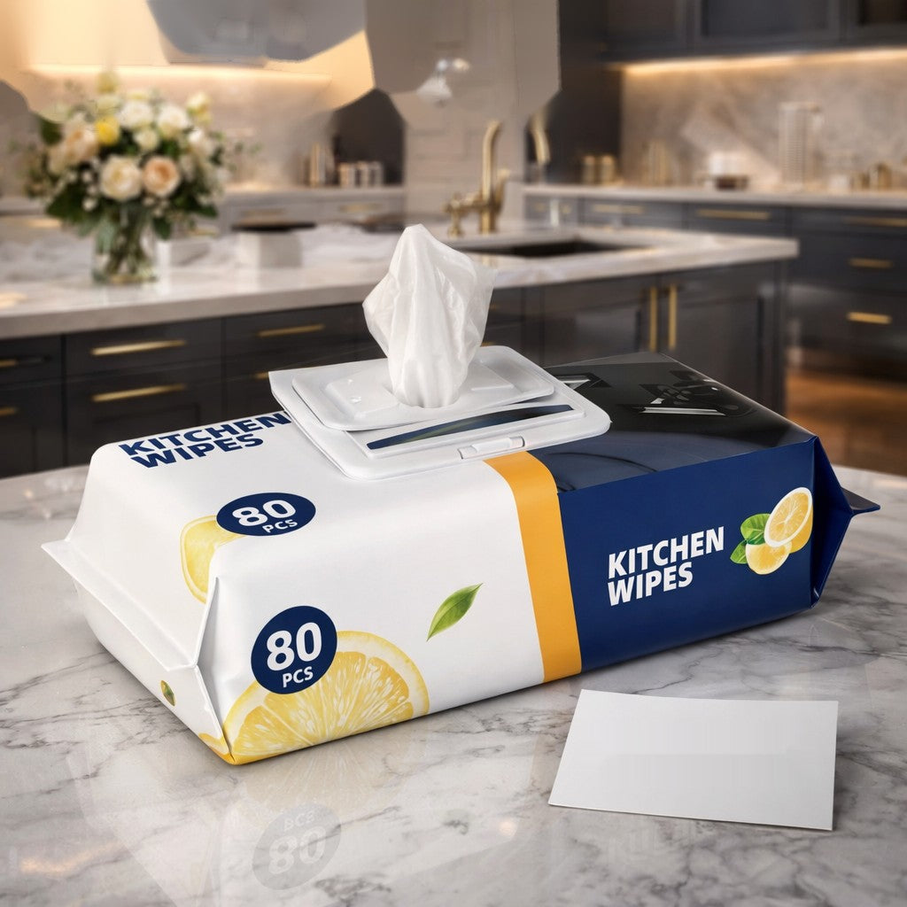Oil & Grease Remover Kitchen Cleaning Wipes – Wash-Free & Gentle on Hands