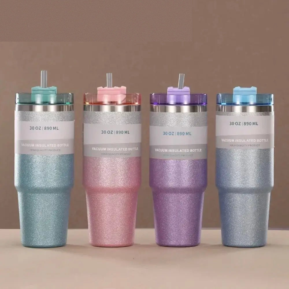 Leakproof Insulated Stainless Steel Travel Mug with Straw & Lid - Perfect for Hot & Cold Drinks