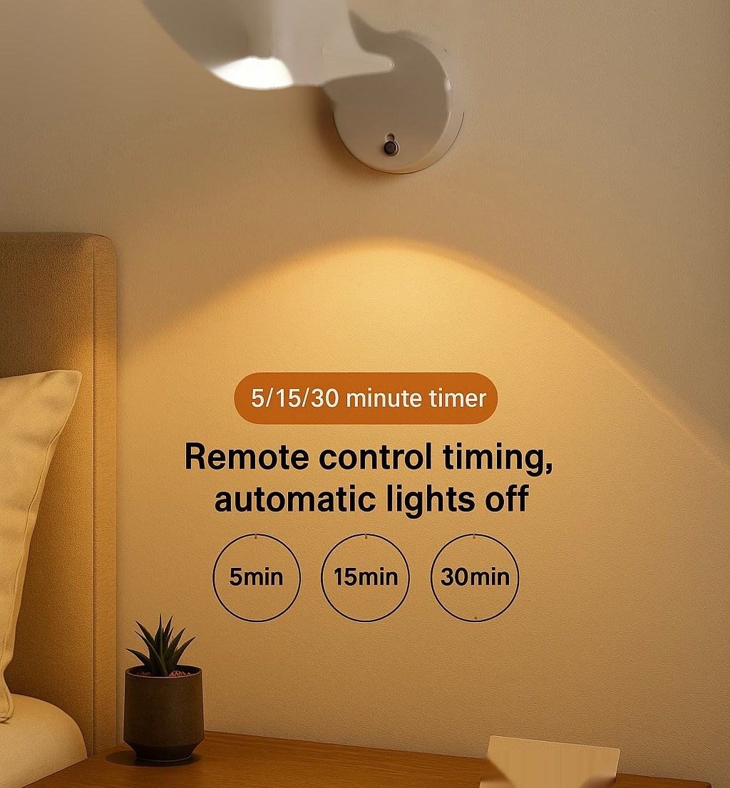 Luxury Modern Wall Reading Light with Remote Control Timer – 5/15/30 Minute Auto-Off LED Lamp