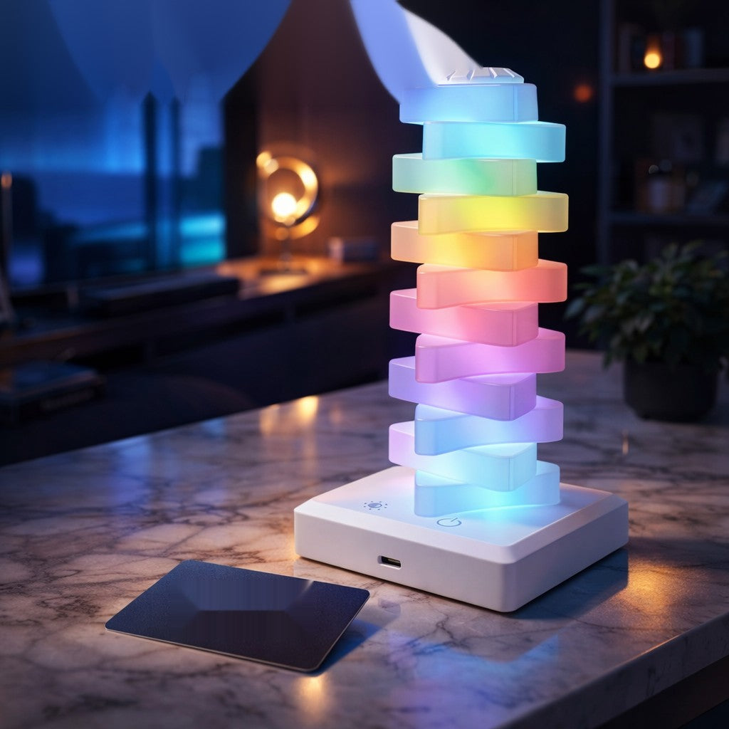 Luxury RGB Modular Ambient Desk Lamp – USB Rechargeable, Multi-Color Mood Light