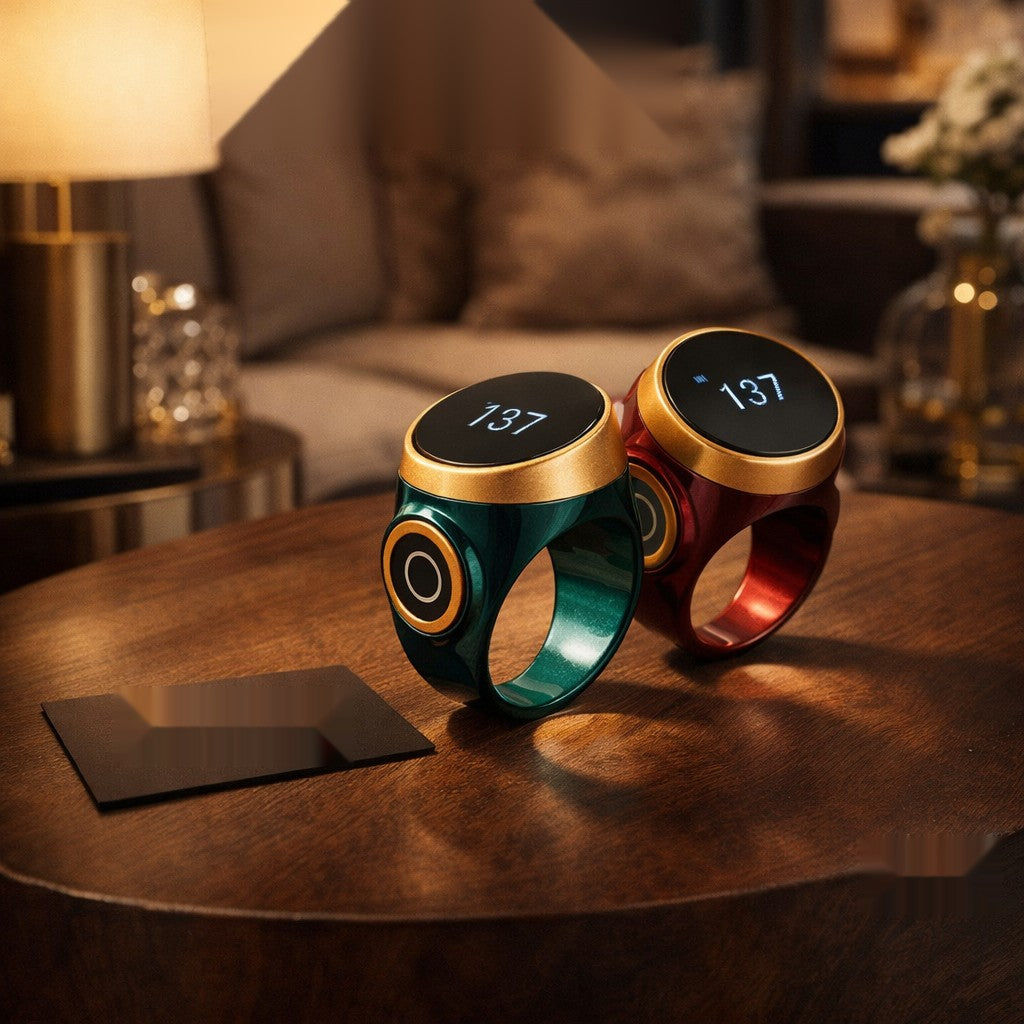 Luxury Digital Zikr Ring – Smart Tasbeeh Counter Ring with LED Display