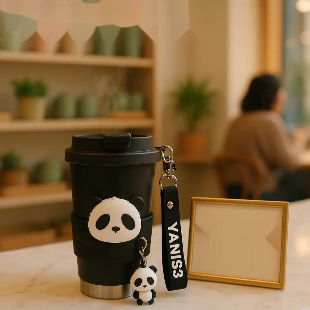 Panda Charm Thermo Cup – Travel Mug with Strap & Keychain