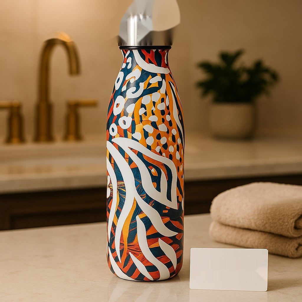 Premium Insulated Stainless Steel Water Bottle – Leakproof, Temperature Lock, Printed Design (1 Pc)